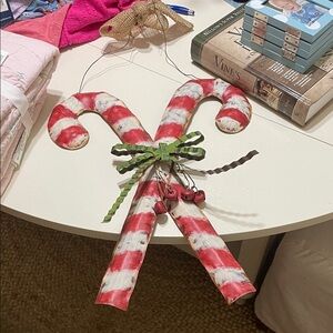 Festive Red and White Candy Cane Door Hanger